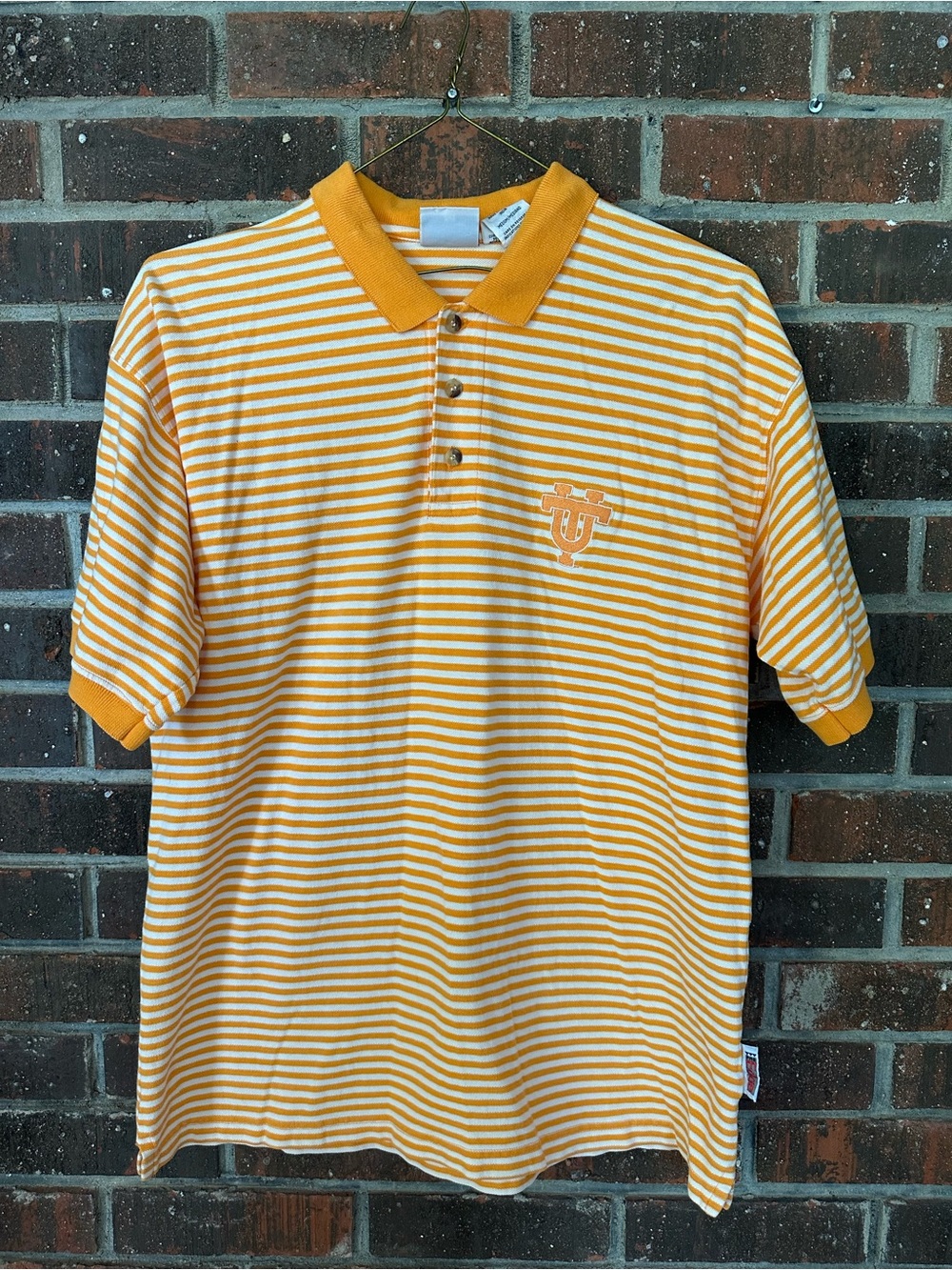 Vintage 1990s Pro Edge Tennessee Volunteers Orange & White Striped Polo Shirt